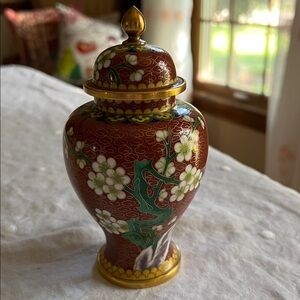 Vintage Chinese Cloisonné Vase with Lid.